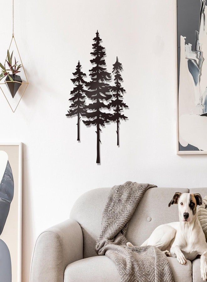 Bnesi Metal Wall Art Pine Tree Wall Decor Nature Cedar Trees Metal Home Wall Art Sign Wall Decorations for Living Room Bedroom Home Forest Decor Gift for Nature Lover (Black) - Image 2